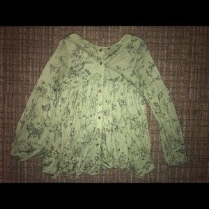 Altar'd State Tops - green flowy top w floral design from altar’d state Altar'd State Tops - green flowy top w floral design from altar’d state